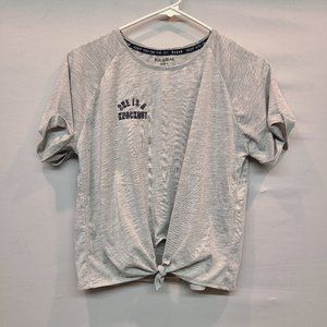 Pull & Bear Shirt She is a Knockout Cropped Tee Short Sleeve Tie Front Womens S